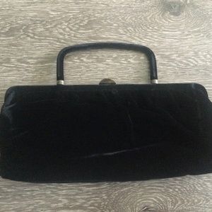 Bobbie Jerome Midcentury Black Velvet Purse/ Clutch 12” long 5” Tall